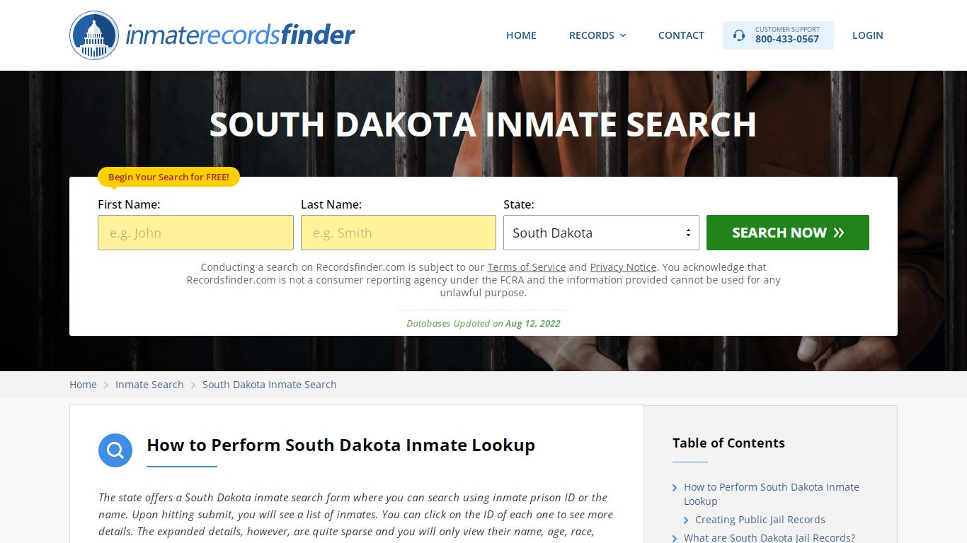 South Dakota Inmate Search - Jail & Prison Records Online