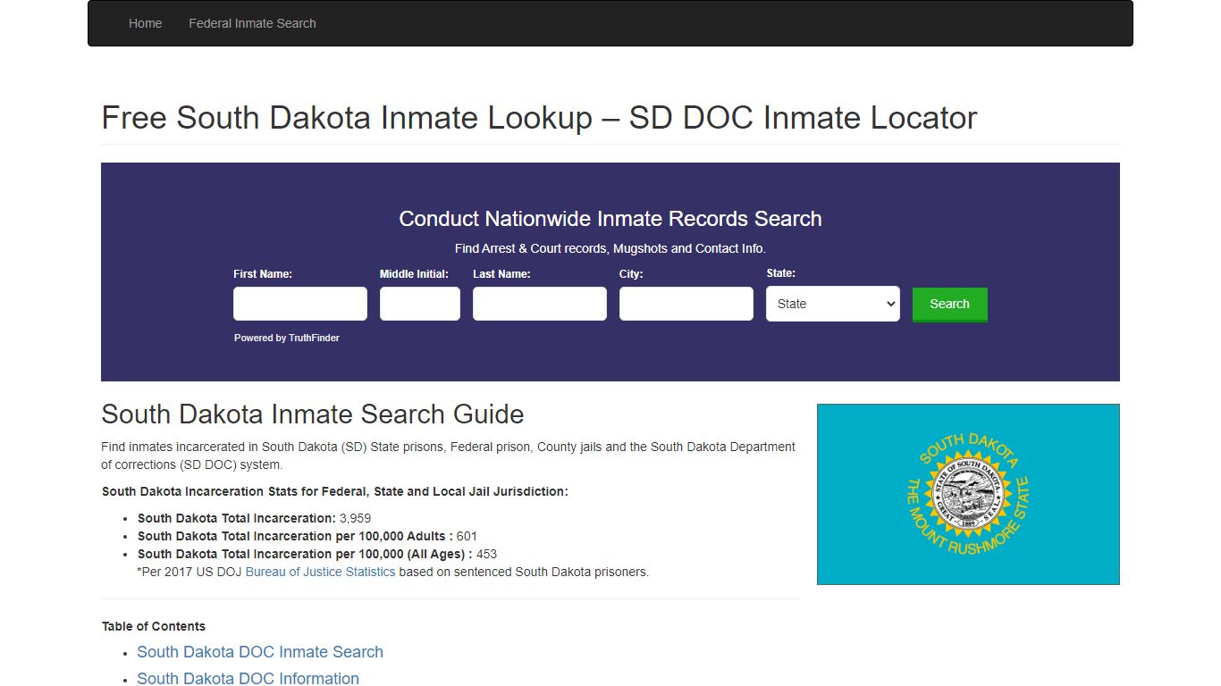 South Dakota Inmate Search - SD Department of Corrections ...